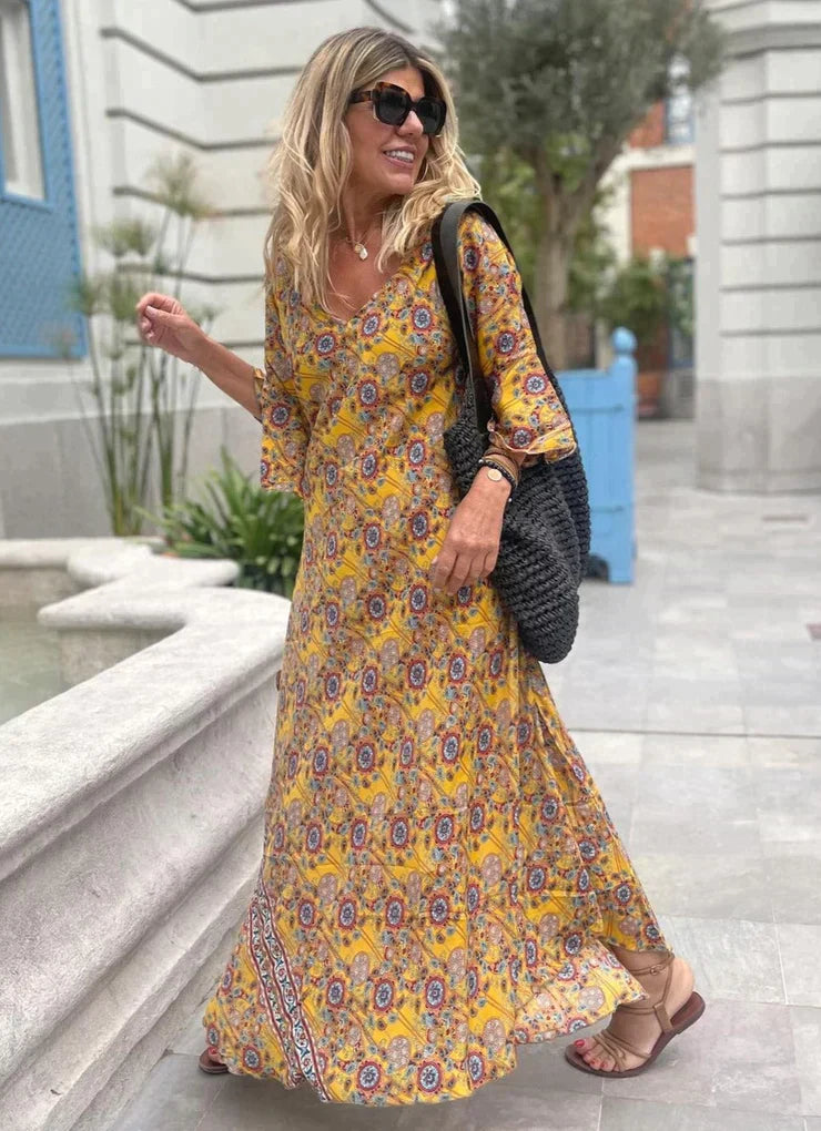 ALICIA™ | Printed Boho Maxi Dress