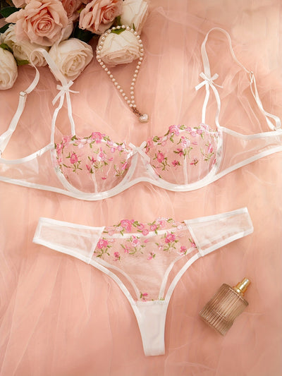 CALYRA™ | Rose Embroidered Lingerie Set