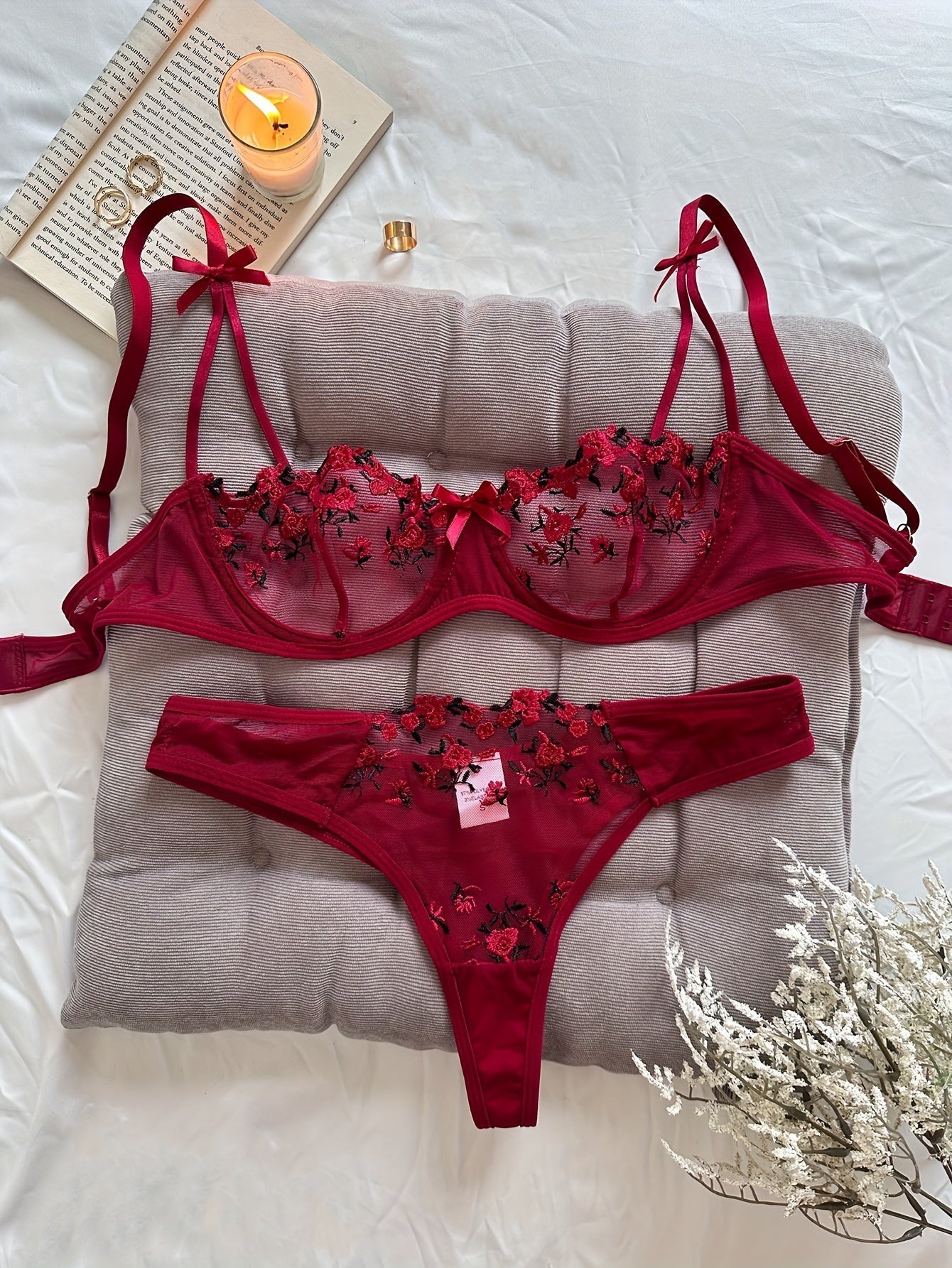 CALYRA™ | Rose Embroidered Lingerie Set